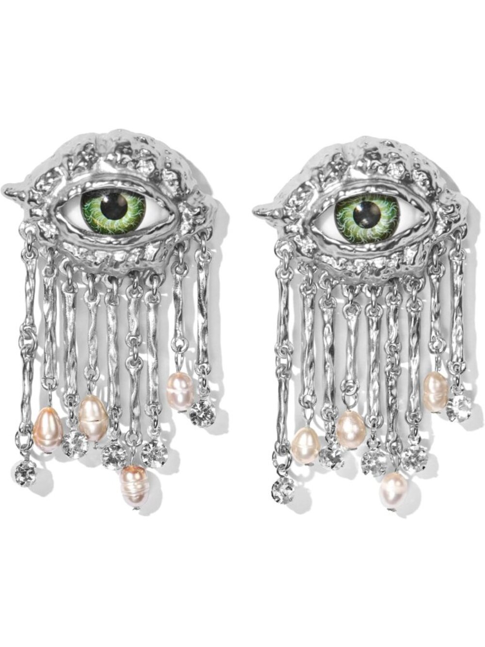 18K Gold Plated Evil Eye Earrings with Freshwater Pearls | Chic Haute Couture